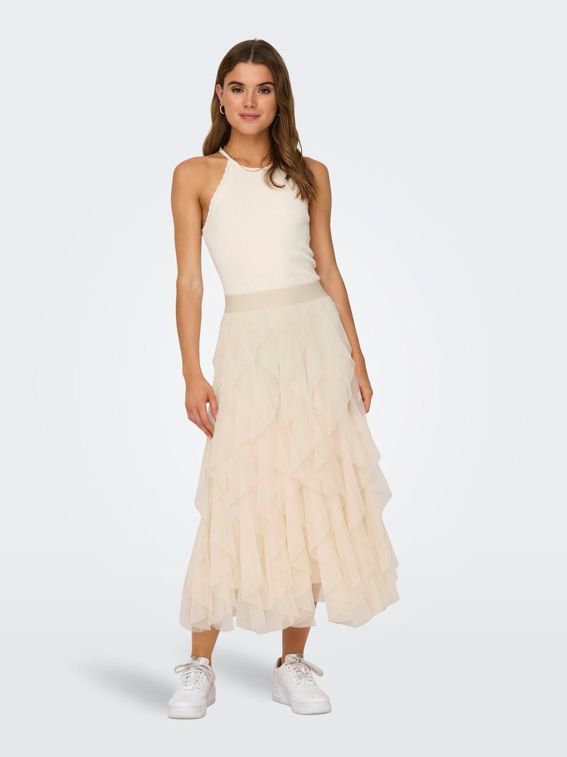 Ruche Maxi rok Lichtgrijs ONLY