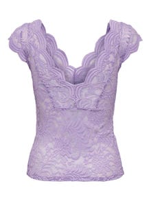 ONLY V-Neck Lace Top -Purple Rose - 15201969