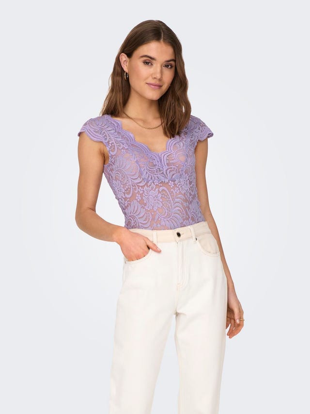 ONLY V-Neck Lace Top - 15201969