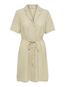 ONLY Regular fit Overhemd kraag Korte jurk -Brown Rice - 15202528