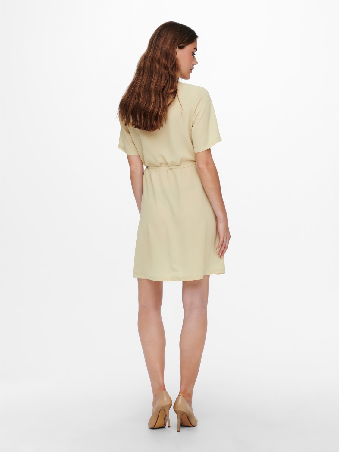ONLY Normal geschnitten Hemdkragen Kurzes Kleid -Brown Rice - 15202528