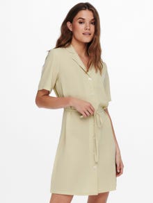 ONLY Regular fit Overhemd kraag Korte jurk -Brown Rice - 15202528