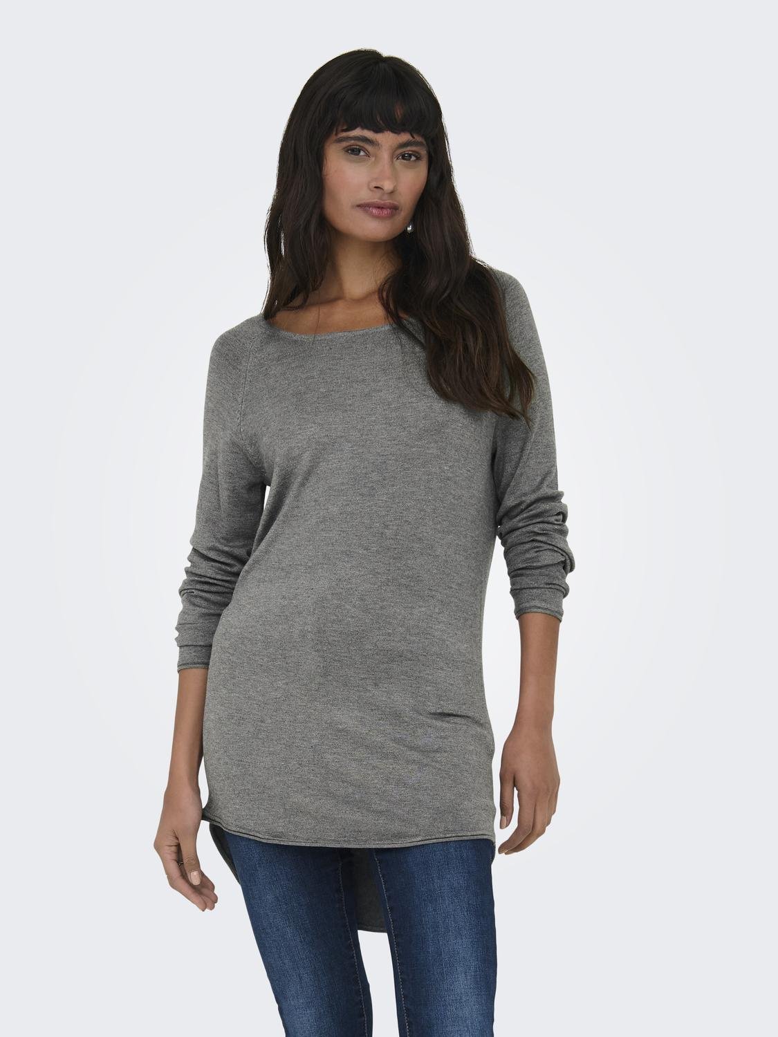 ONLY Round Neck Pullover -Medium Grey Melange - 15202654