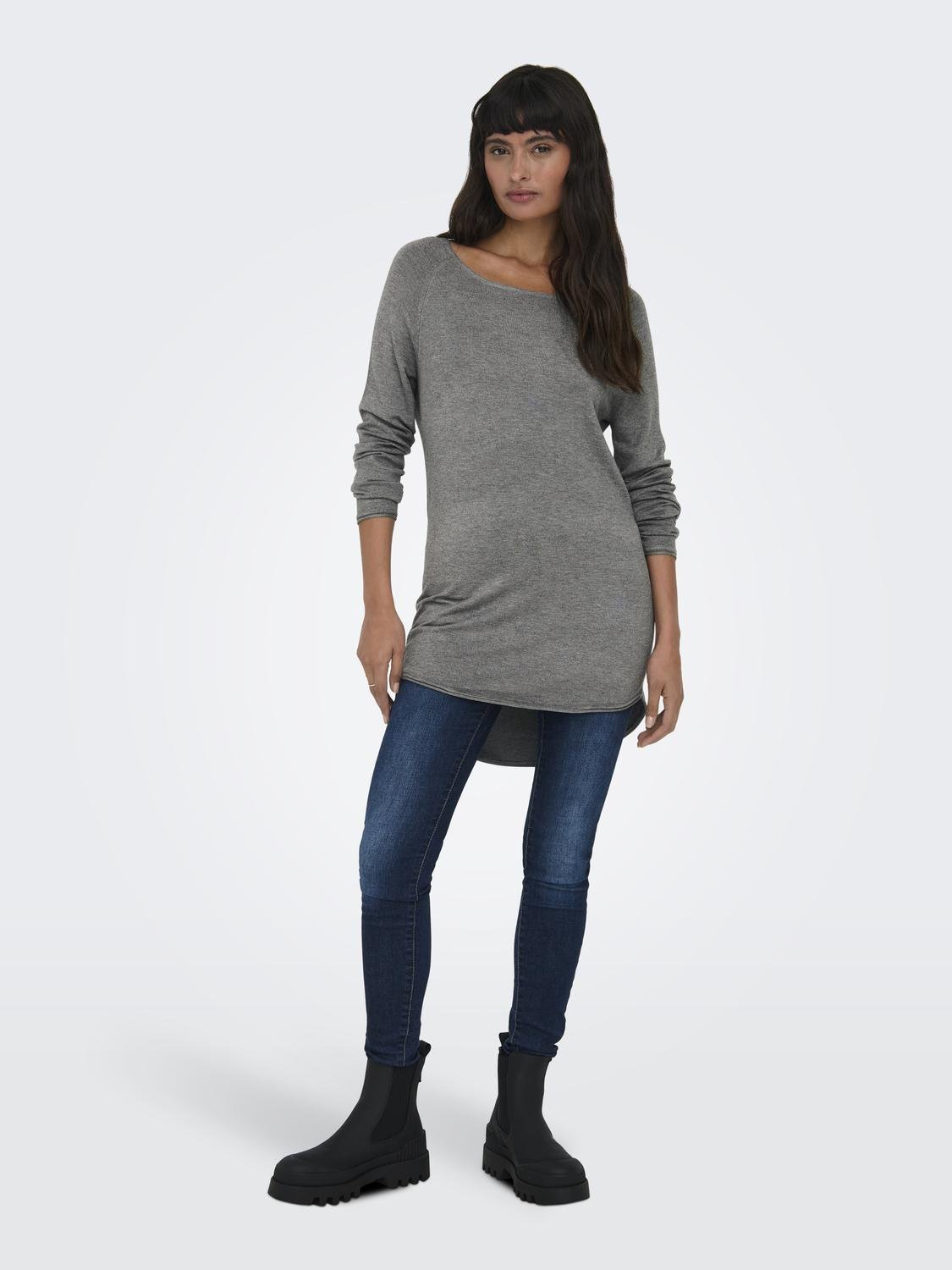 ONLY Tall lang Pullover -Medium Grey Melange - 15202654