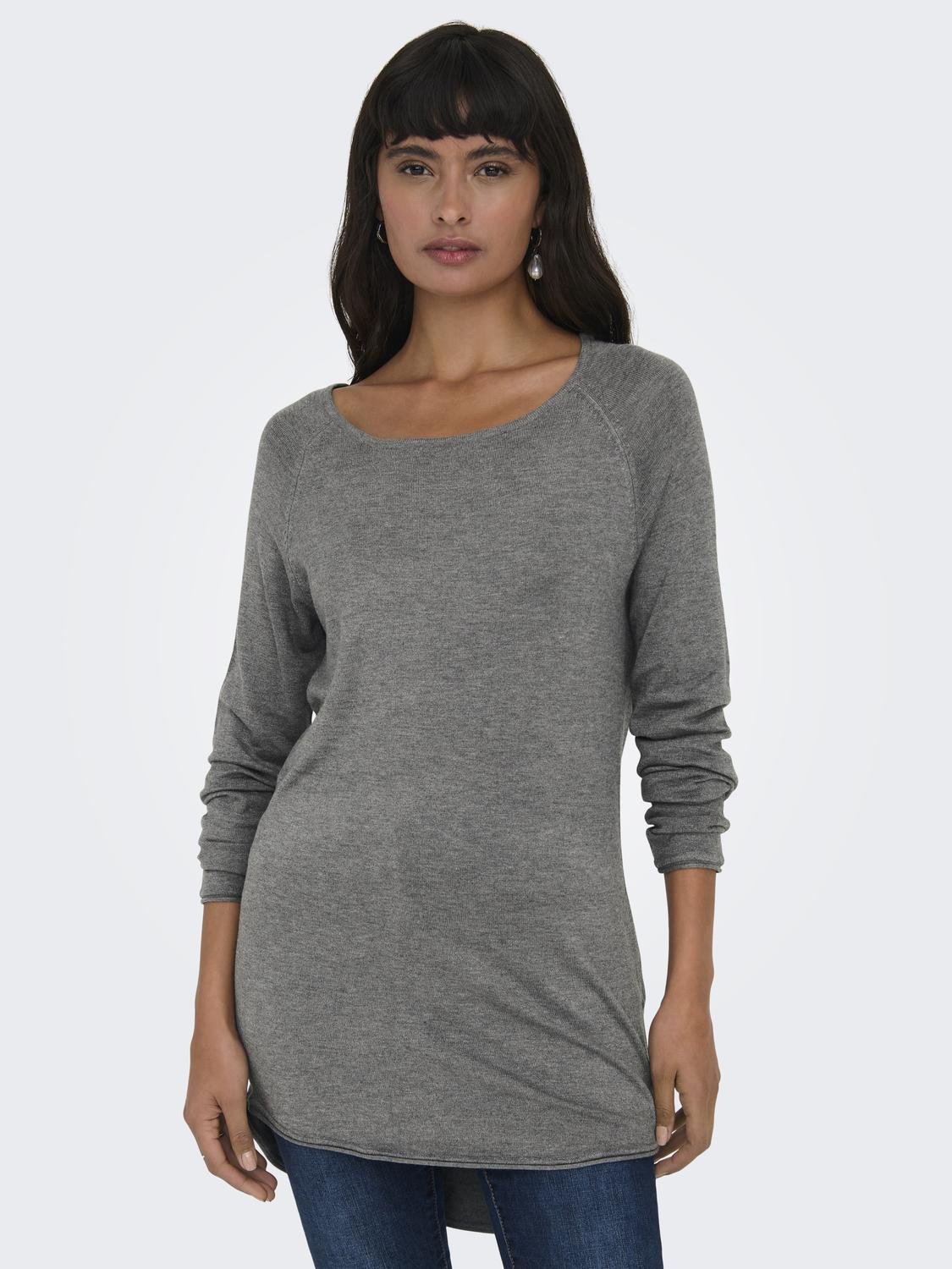 ONLY Tall Longline- Pullover -Medium Grey Melange - 15202654