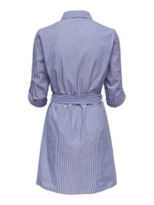 ONLY Vestido corto Corte loose Cuello de camisa Puños doblados -Wedgewood - 15203511