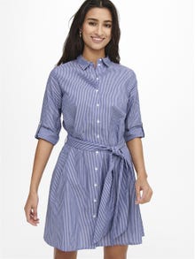 ONLY Loose Fit Shirt collar Fold-up cuffs Short dress -Wedgewood - 15203511