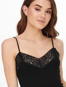 ONLY Rib lace Top -Black - 15203792