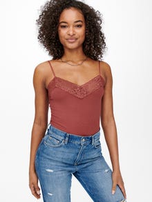 ONLY Rib lace Top -Apple Butter - 15203792