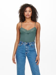 ONLY Rib lace Top -Balsam Green - 15203792