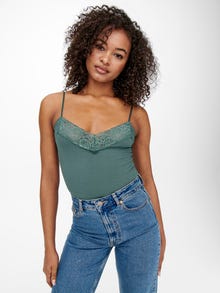 ONLY Rib lace Top -Balsam Green - 15203792