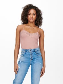 ONLY Rib lace Top -Misty Rose - 15203792