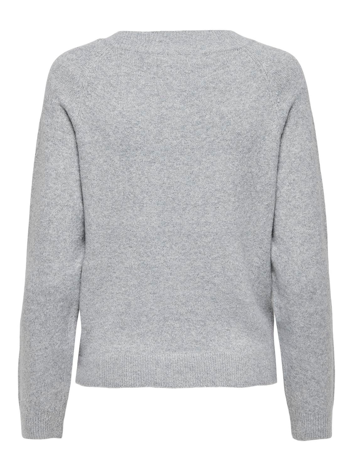 ONLY Ensfarget Strikket pullover -Light Grey Melange - 15204279
