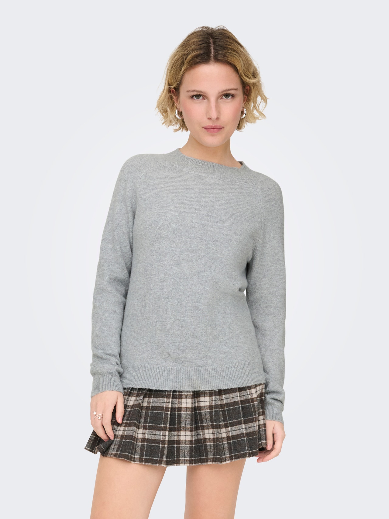 Oversized Strickpullover Hellgrau - Main Image