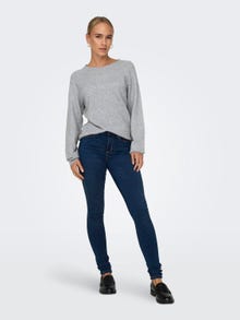 ONLY Round Neck Ribbed cuffs Pullover -Light Grey Melange - 15204279