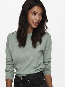 ONLY O-hals Geribde mouwuiteinden Pullover -Chinois Green - 15204279