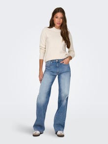 ONLY Round Neck Ribbed cuffs Pullover -Birch - 15204279
