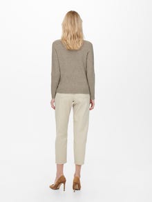 ONLY o-neck knitted pullover -Beige - 15204279