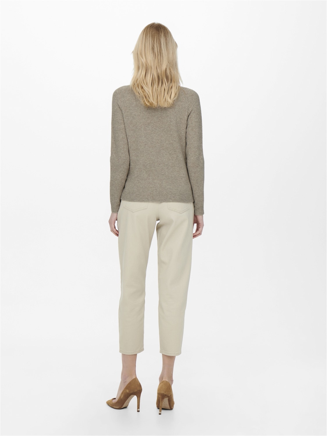 ONLY o-neck knitted pullover -Beige - 15204279