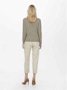ONLY Round Neck Ribbed cuffs Pullover -Beige - 15204279