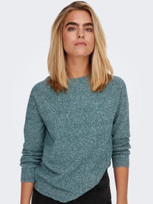 ONLY Round Neck Ribbed cuffs Pullover -Sea Moss - 15204279