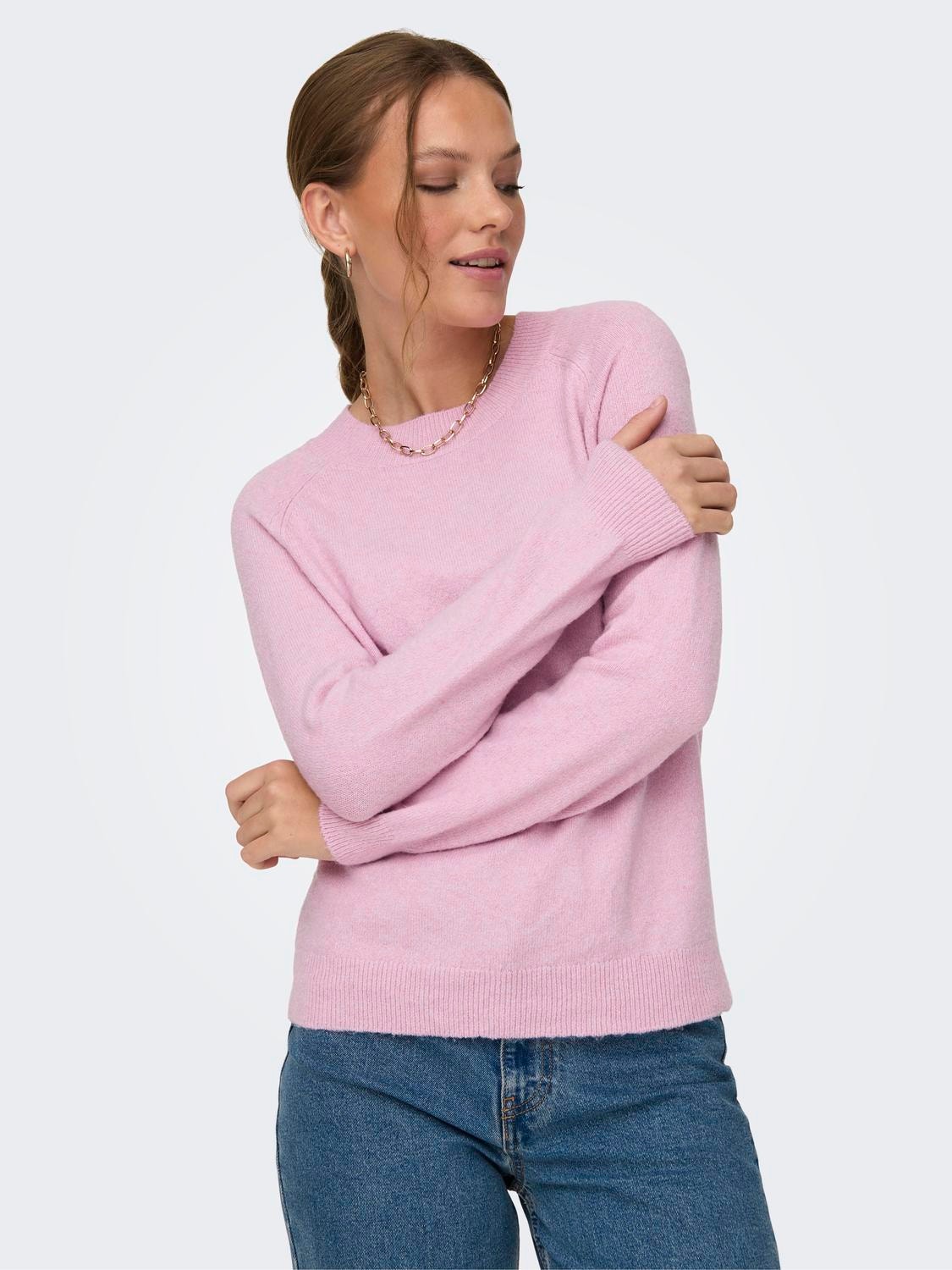 ONLY Round Neck Ribbed cuffs Pullover -Pastel Lavender - 15204279