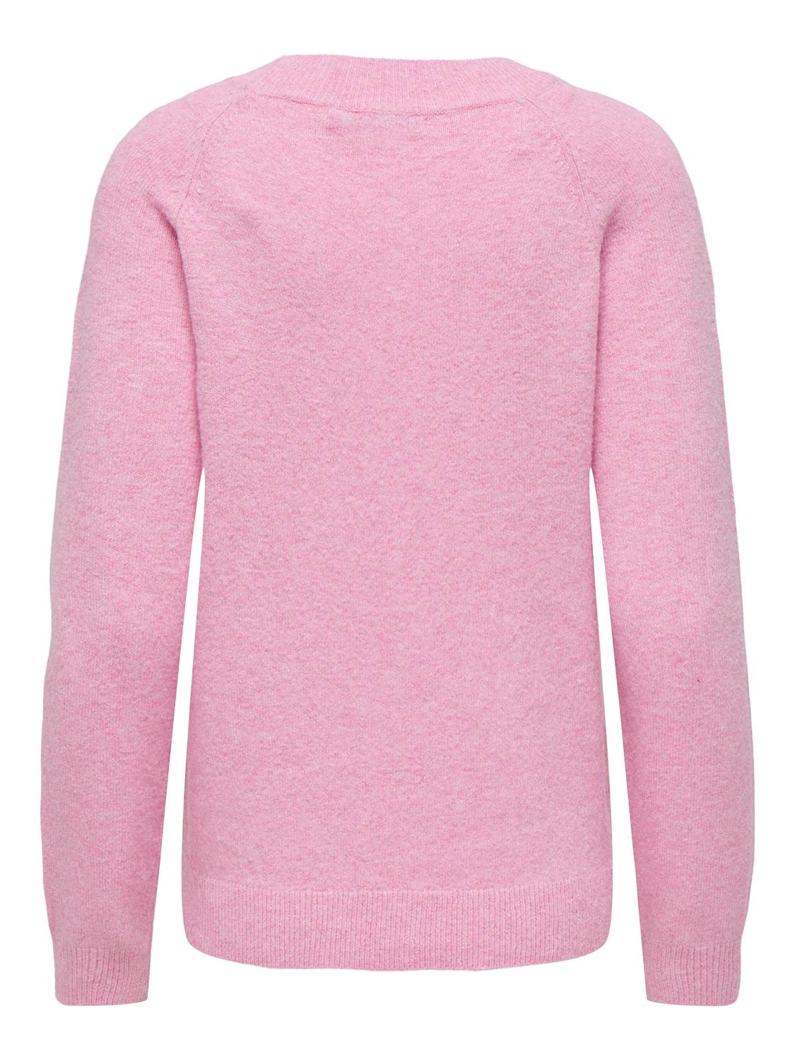 ONLY Rundhals Gerippte Ärmelbündchen Pullover -Prism Pink - 15204279