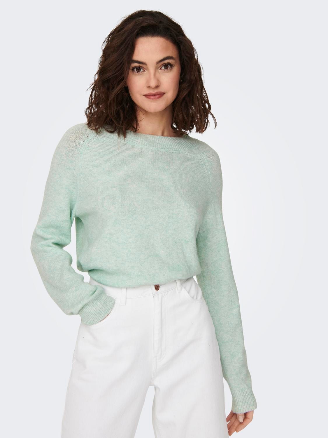 ONLY Couleur unie Pull en maille -Mist Green - 15204279