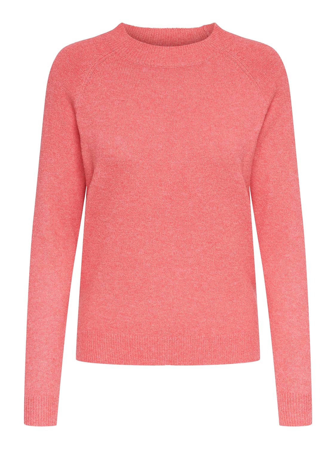 ONLY Round Neck Ribbed cuffs Pullover -Sun Kissed Coral - 15204279