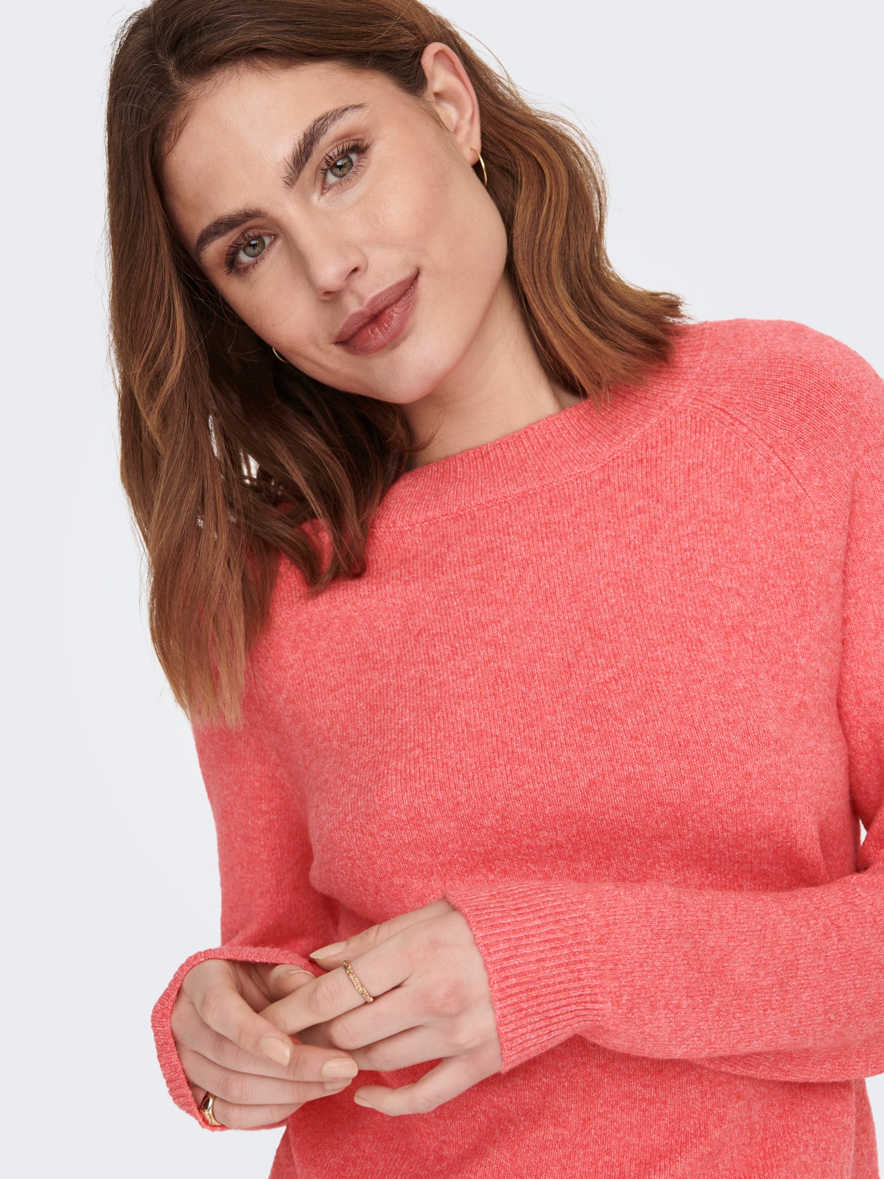 ONLY Pull-overs Col rond Poignets côtelés -Sun Kissed Coral - 15204279