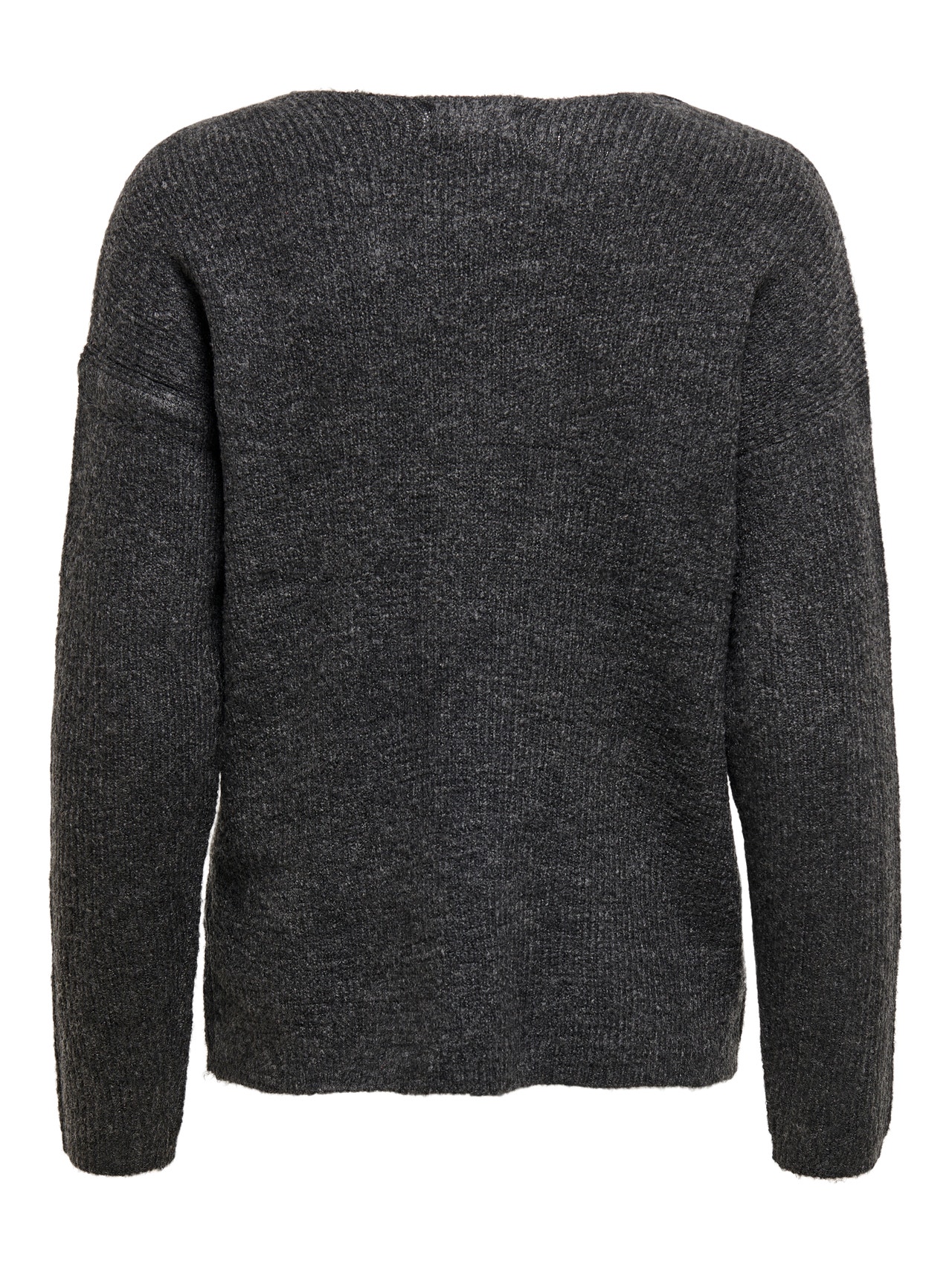 ONLY V-neck Knitted Pullover -Dark Grey Melange - 15204588