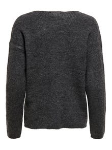 ONLY V-neck Knitted Pullover -Dark Grey Melange - 15204588
