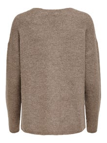 ONLY Regular Fit V-Neck Ribbed cuffs Dropped shoulders Pullover -Caribou - 15204588