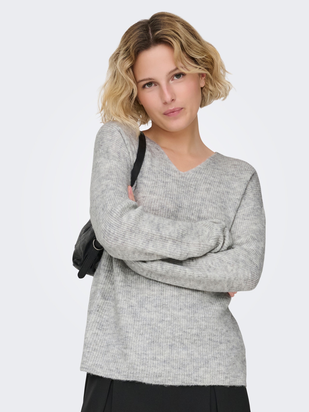 ONLY ONLCAMILLA Knitted pullover -Light Grey Melange - 15204588