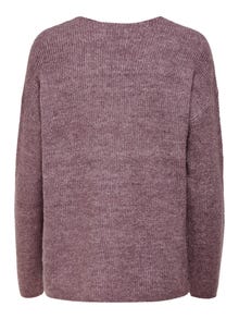 ONLY Tavapärane lõige V-kaelus Soonikuga mansetid Langetatud õlaosa Pullover -Rose Brown - 15204588