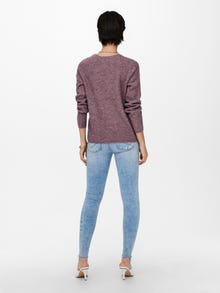 ONLY Tavapärane lõige V-kaelus Soonikuga mansetid Langetatud õlaosa Pullover -Rose Brown - 15204588