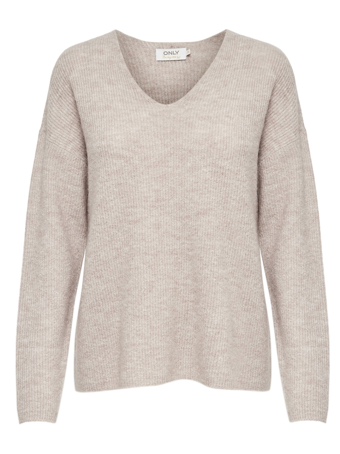 ONLY V-neck Knitted Pullover -Pumice Stone - 15204588