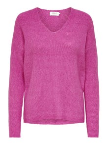 ONLY V-neck Knitted Pullover -Strawberry Moon - 15204588