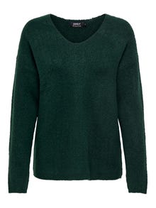 ONLY V-neck Knitted Pullover -Scarab - 15204588