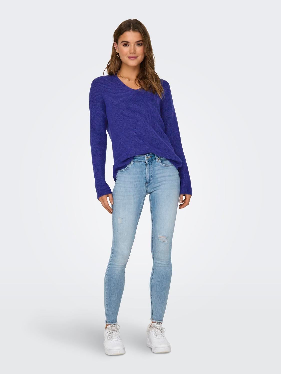 Pull en maille bleu hot sale