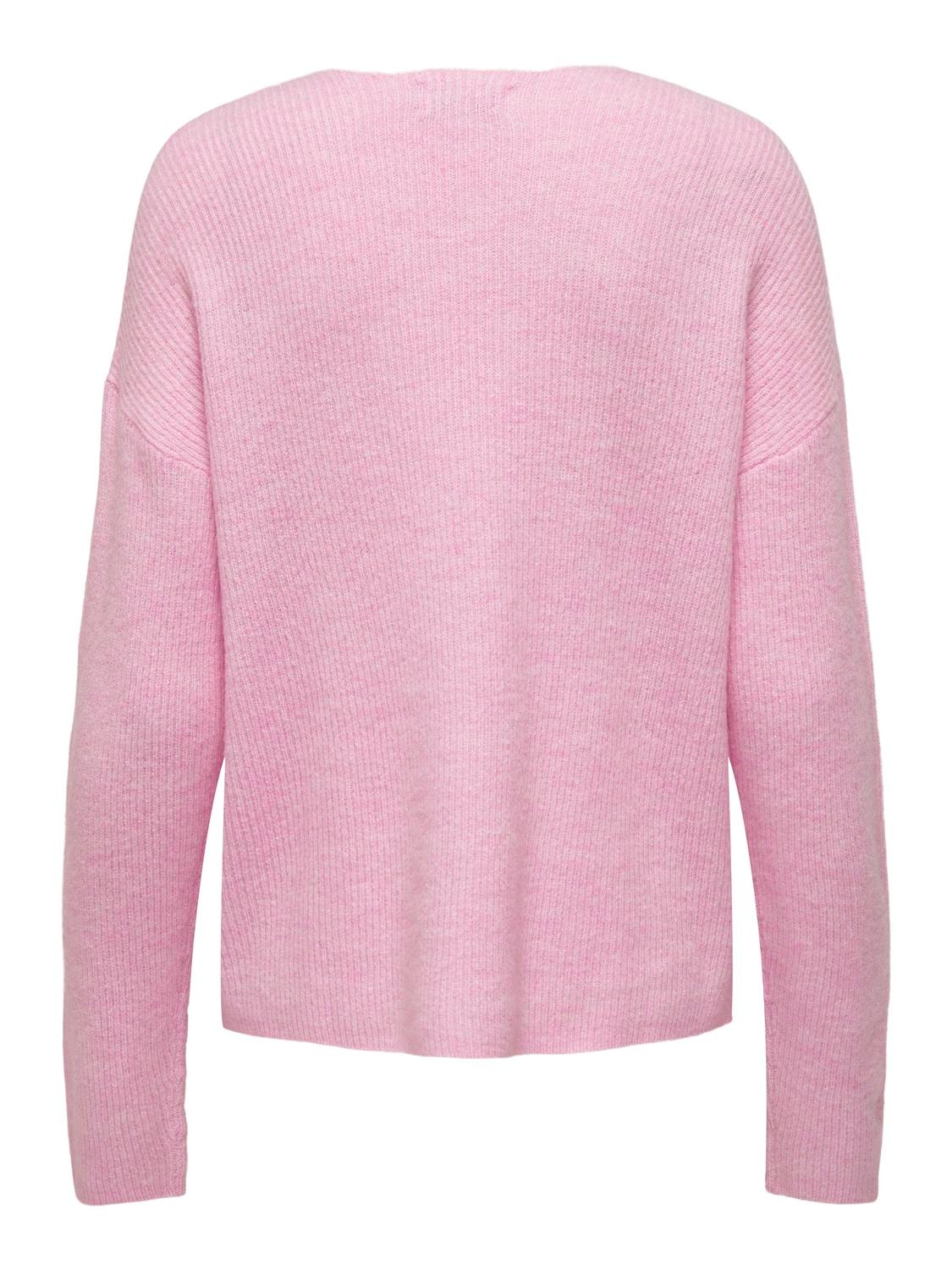 ONLY V-ringad Stickad tröja -Pink Lady - 15204588