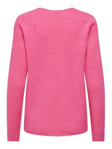 ONLY Regular Fit V-Neck Ribbed cuffs Dropped shoulders Pullover -Azalea Pink - 15204588