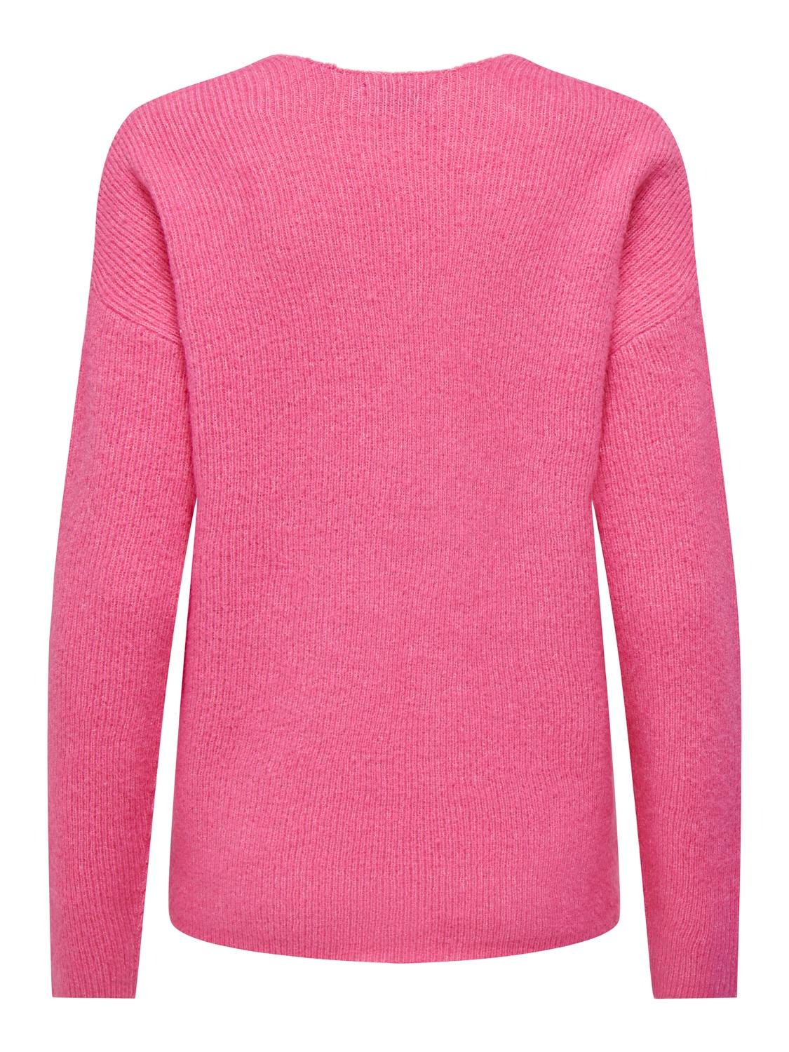 ONLY V-hals Strikket pullover -Azalea Pink - 15204588