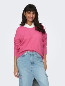 ONLY V-hals Strikket pullover -Azalea Pink - 15204588