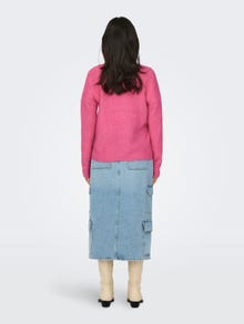 ONLY Regular Fit V-Neck Ribbed cuffs Dropped shoulders Pullover -Azalea Pink - 15204588