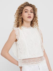ONLY Cropped blonde Topp -Cloud Dancer - 15204604