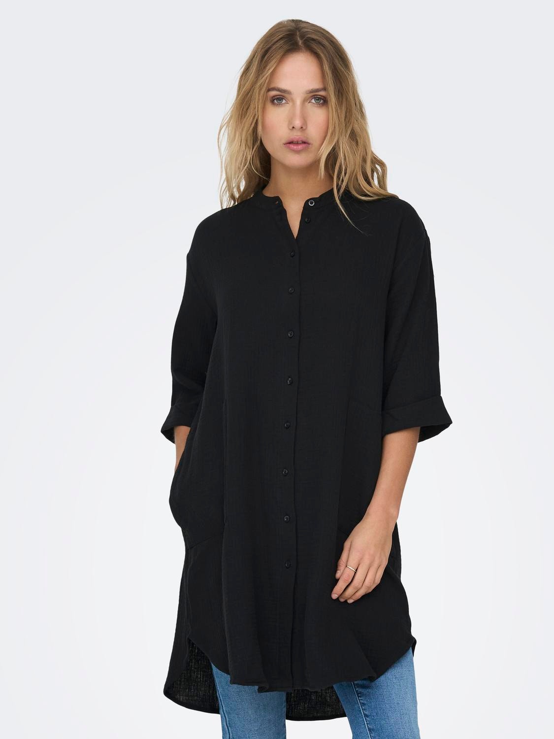 ONLY Oversized lang Skjorte -Black - 15204625