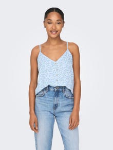 ONLY V-neck Top -Chambray Blue - 15204820