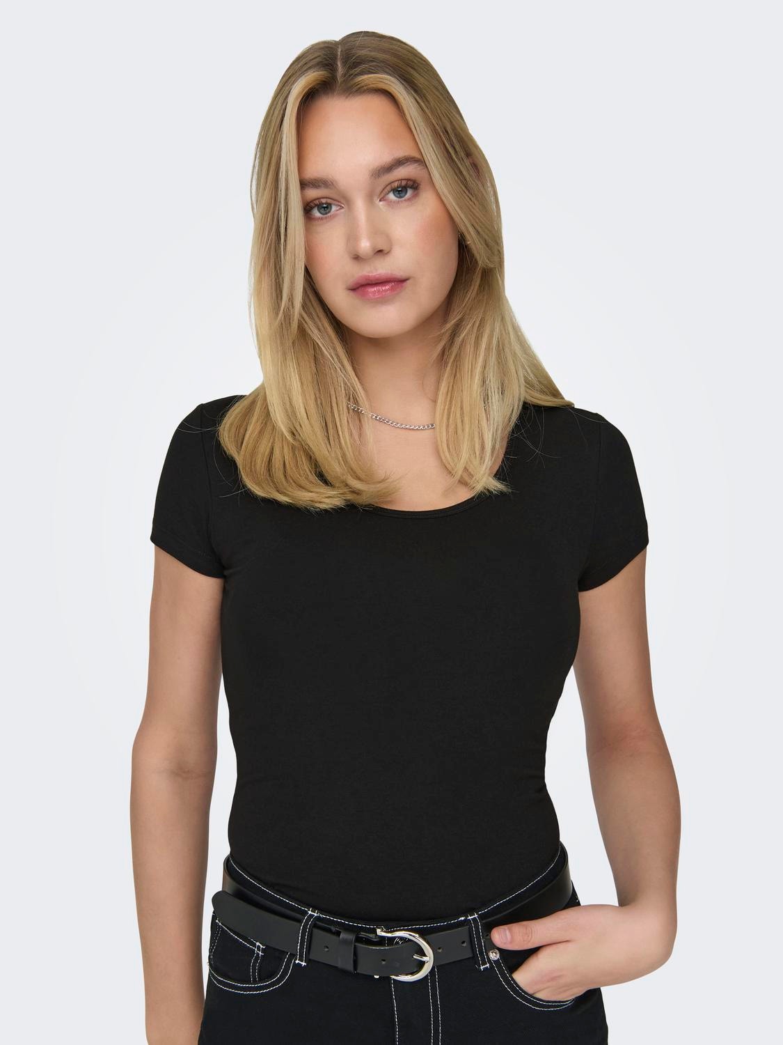 ONLY O-neck top -Black - 15204938