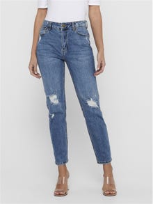 ONLY Gerade geschnitten Hohe Taille Jeans -Medium Blue Denim - 15205442